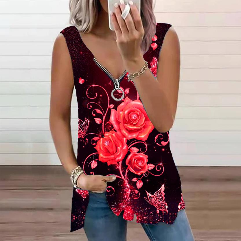 Damen T-Shirt Mit 3/4 Ärmeln & Blumendruck - Vintage Style Für Frühling & Herbst