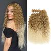 Synthetic Kinky Curly Deep Wave Hair Bundles 4PCS With Lace Closure 22-24 Inch 260g High Temperature Fiber Hair Extensions Weave
