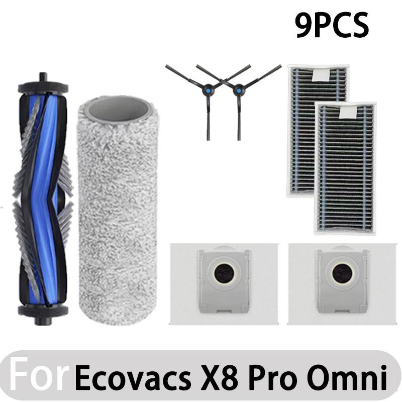 Compatible for Ecovacs X8 Pro Omni Accessories Main Side Brush Hepa Filter Rag Dust Bag Replacement Parts