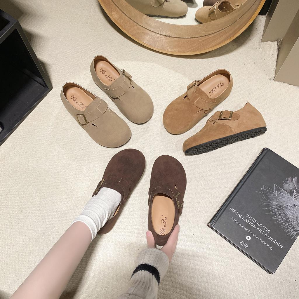 Big-headed lazy shoes Boken autumn ugly cute Boken shoes one-pedal women's 2025 retro new inner height-increasing Doudou shoes
