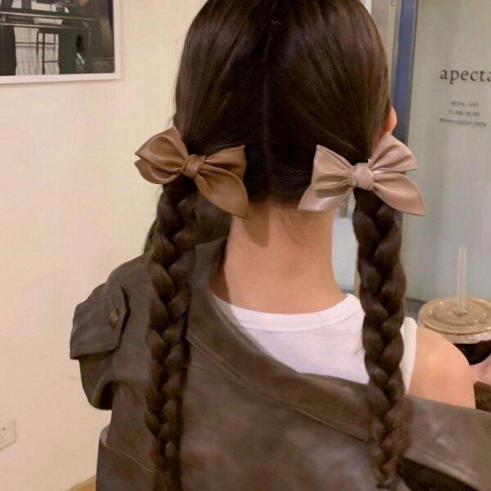 

Mno leather ribbon pin pin ribbon clip king ribbon pin hairpin hair girl hairpin dark brown