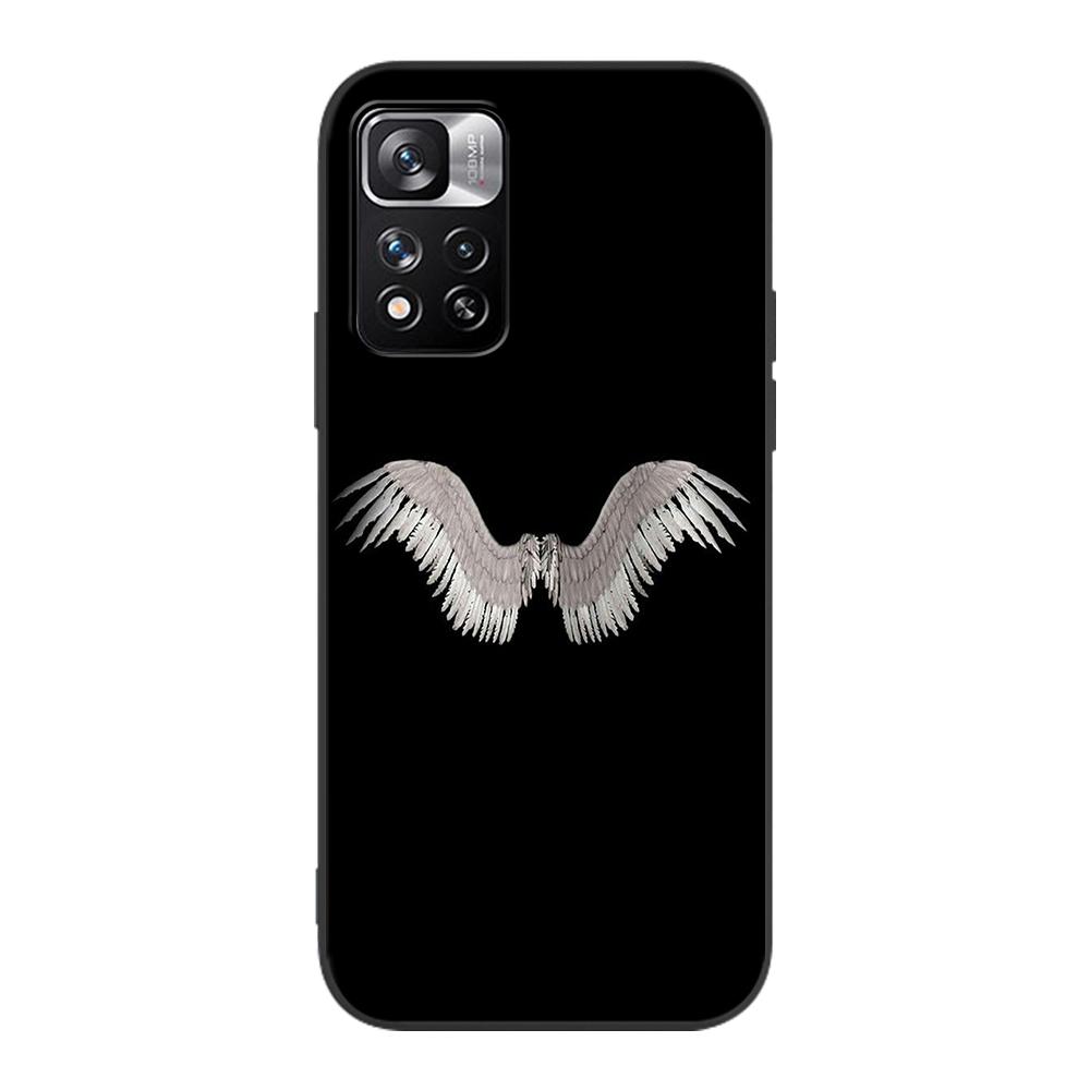 Fashion Angel Wings Case for Xiaomi Redmi Note 9S 9 8 10 11 Pro 9C 9A 7 8T 7A 8A 6A 6 10S Black Soft Silicone Phone Cover Coque