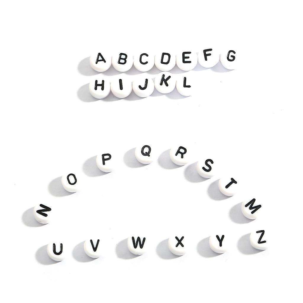 100Pcs Letter Beads Round Letter Alphabet Beads Acrylic Beads DIY Jewelry Making Bracelet Necklace Accessories