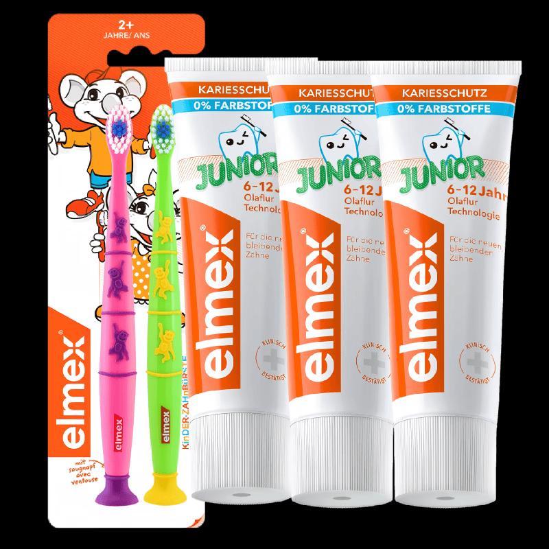 Elmex Kids Fluoride Toothpaste 6-12 Years & Toothbrushes 3x50ml Set