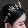 Vintage Europäische 6-Punkt Stern Hochzeitskrone Diademe Gold Strass Haarschmuck Prinzessin Frauen Stirnband Braut Haarschmuck