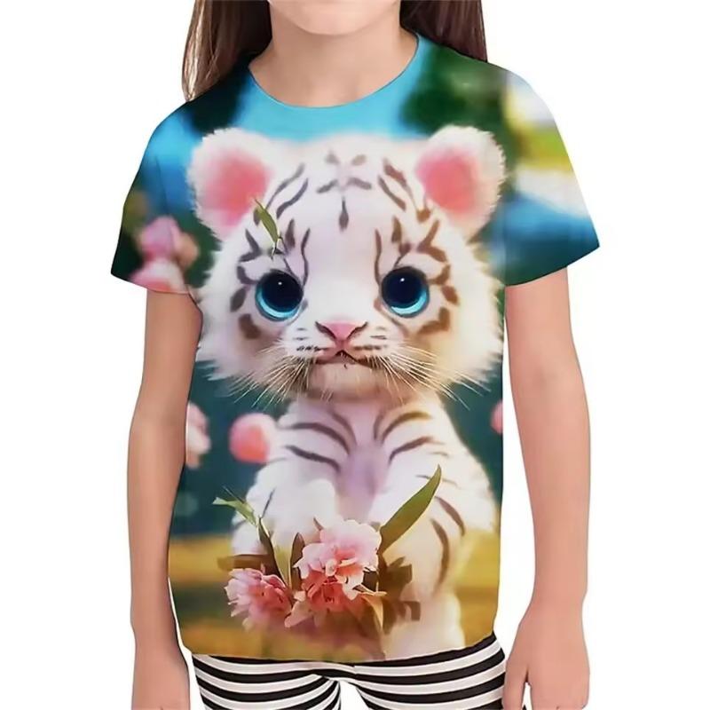 Sommer T-Shirts 3D Druck Tier Hund O-Ausschnitt T-Shirt Lässig Jungen Mädchen Oberteile Übergroß Mode Kinder T-Shirts Harajuku Kinderkleidung