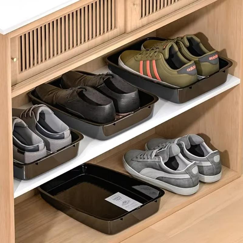 1/2/4pcs Portable Shoe Storage Tray Plastic Durable Shoe Storage Container Car Interior Shoe Storage Box Vehicle Organizer