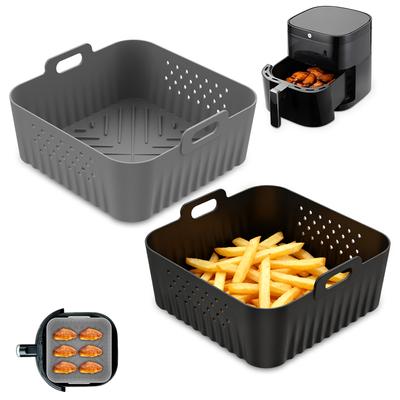 2/4Pcs Air Fryer Silicone Liners Non-stick Air Fryer Basket Reusable Silicone Pot Baking Tray for 5-8 QT Air Fryer Accessories
