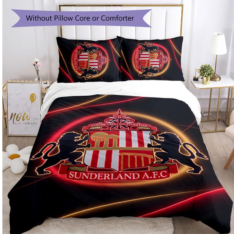 Juego de Ropa de Cama Estampado del Sunderland Football de 3 Piezas, Cómodo y Amigable con la Piel Juego de Funda Nórdica para Dormitorio