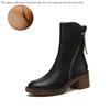 Autumn Winter Women Shoes Leather Short Boots for Women Round Toe Chunky Heel Boots Zipper Ankle Boots Female Platform Heel