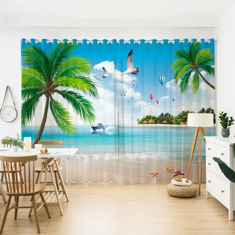 

Современный Голубое Небо Первобытный Лес Природа Пейзаж Живопись Высокая Теневая Занавеска Тема Ресторан Комната Спальня Окно Занавеска W55 X H120cm X 2&Grommet Top