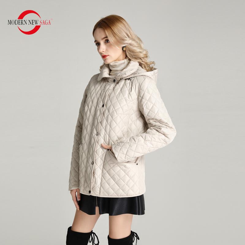 Damejakke MODERN NEW SAGA Spring Tynn bomullsjakke Mote Kortjakke dame hette