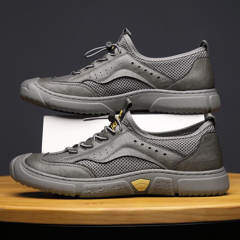 

2025 new hole shoes men s genuine leather bag head sandals men s hollow soft-soled soft-faced leather shoes 38 серый