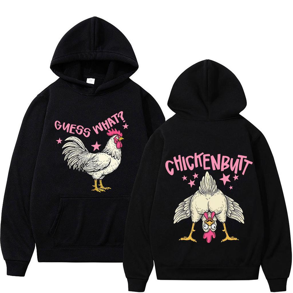 Guess What Chicken Butt Funny Meme Sweatshirts Men Women Fashion Vintage Hoodie Winter Loose Casual Aesthetic Trend Pullover
