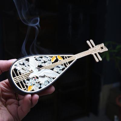 Painted Crane Pipa Incense Box, Small Xiangyun Thread Incense Burner, Indoor Incense Box Small Ornament