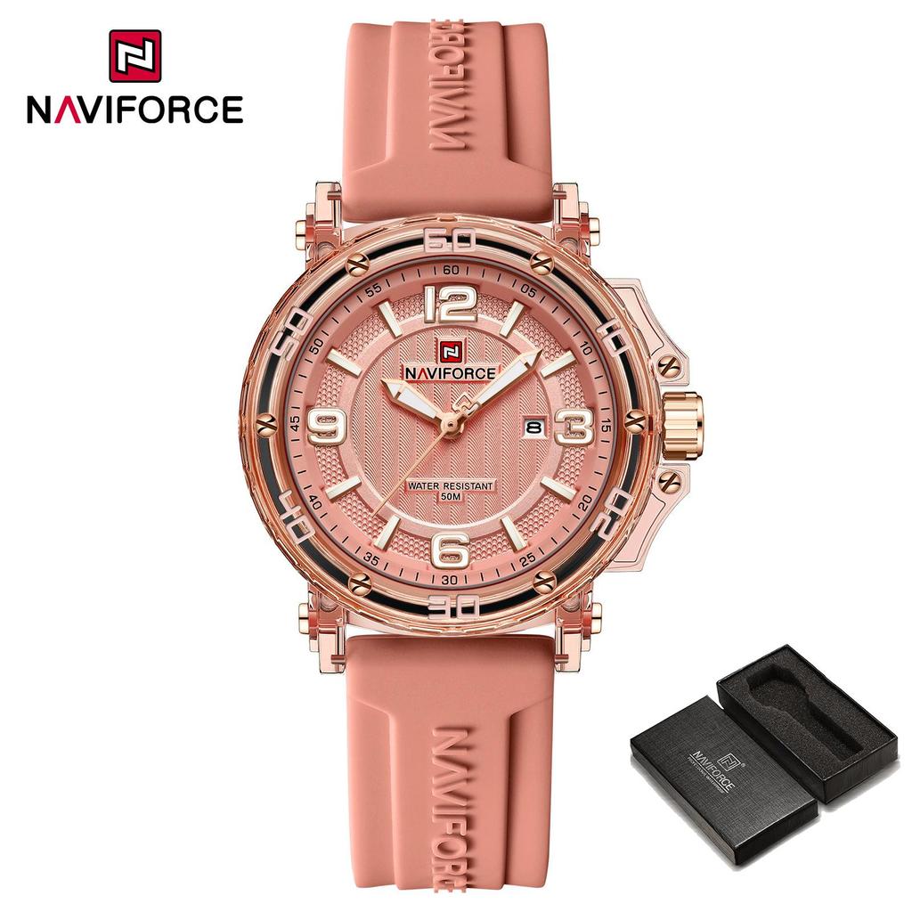 NAVIFORCE Original Women's Calendar Watch Lightweight Fashion Quartz Watch 50m Waterproof Luminous Pointer Women's Casual Watch NF7125