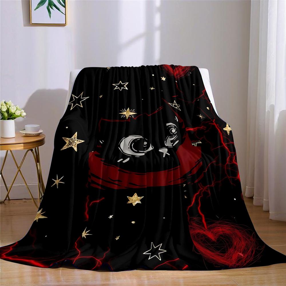 Crimson Cat Flannel Blanket Warm Soft Halloween Christmas Couch Warm Cozy Decorative Decor Gift for All Season