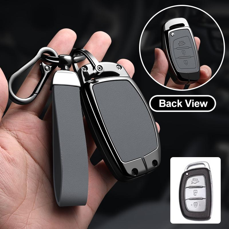 Zinc Alloy Leather For Hyundai Ix35 I40 I20 I10 Tucson Elantra Creta Sonata Ioniq Accent Creata Smart Remote Cover Car Key Case