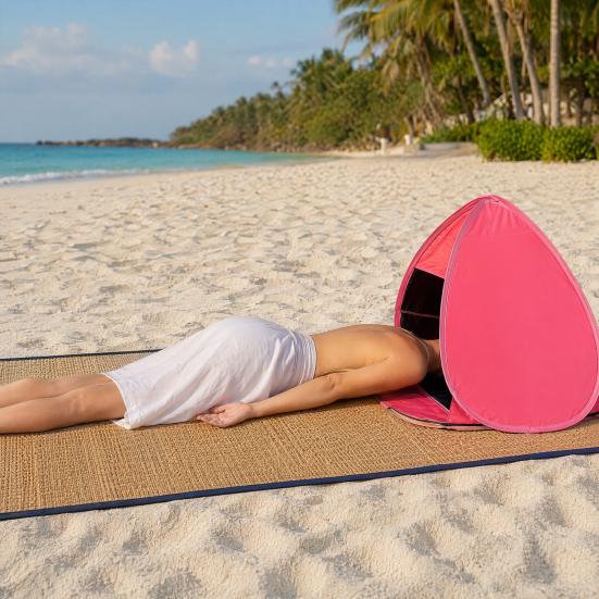 Mini Tenda Pop-up de Cabeça, Toldo Instantâneo Automático de Sombra Solar, Tenda Portátil de Abrigo Solar para Praia, Campismo, Pesca, Caminhada, Piquenique
