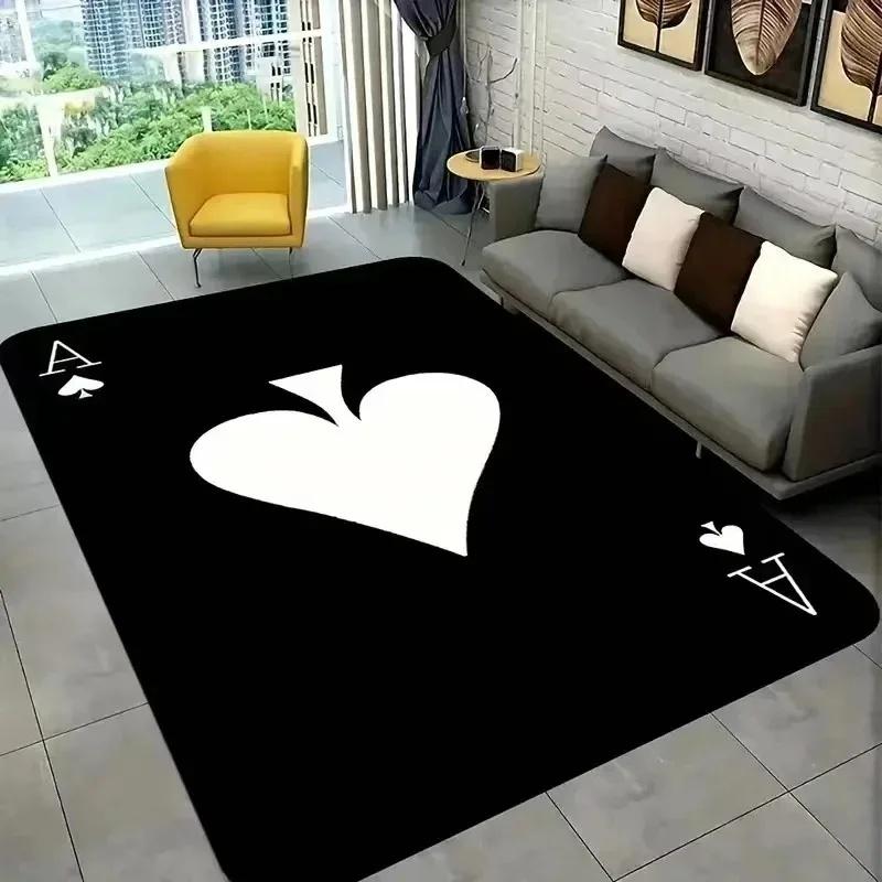 2025 New Poker Card Pattern Carpet Home Leisure Style Tea Table Rugs Bedroom Bedside Mats Decoration Anti Slip Living Room Rug