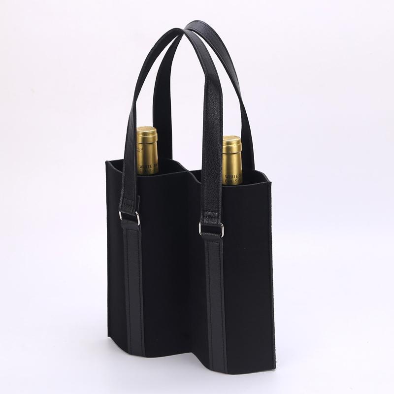 Champagne Öl Dryck Dubbelflaska Rödvin Presentpåse Filt Handtag Fickor Med Avdelare Handtag Förpackning Fallskyddspåse