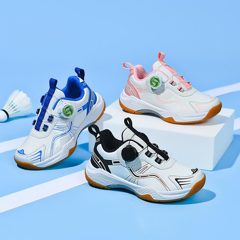Wasserdichte Lederschuhe für Kinder zum Badmintonspielen mit Drehverschluss und rutschfester weicher Sohle für Jungen und Mädchen, Frühling/Herbst 2025