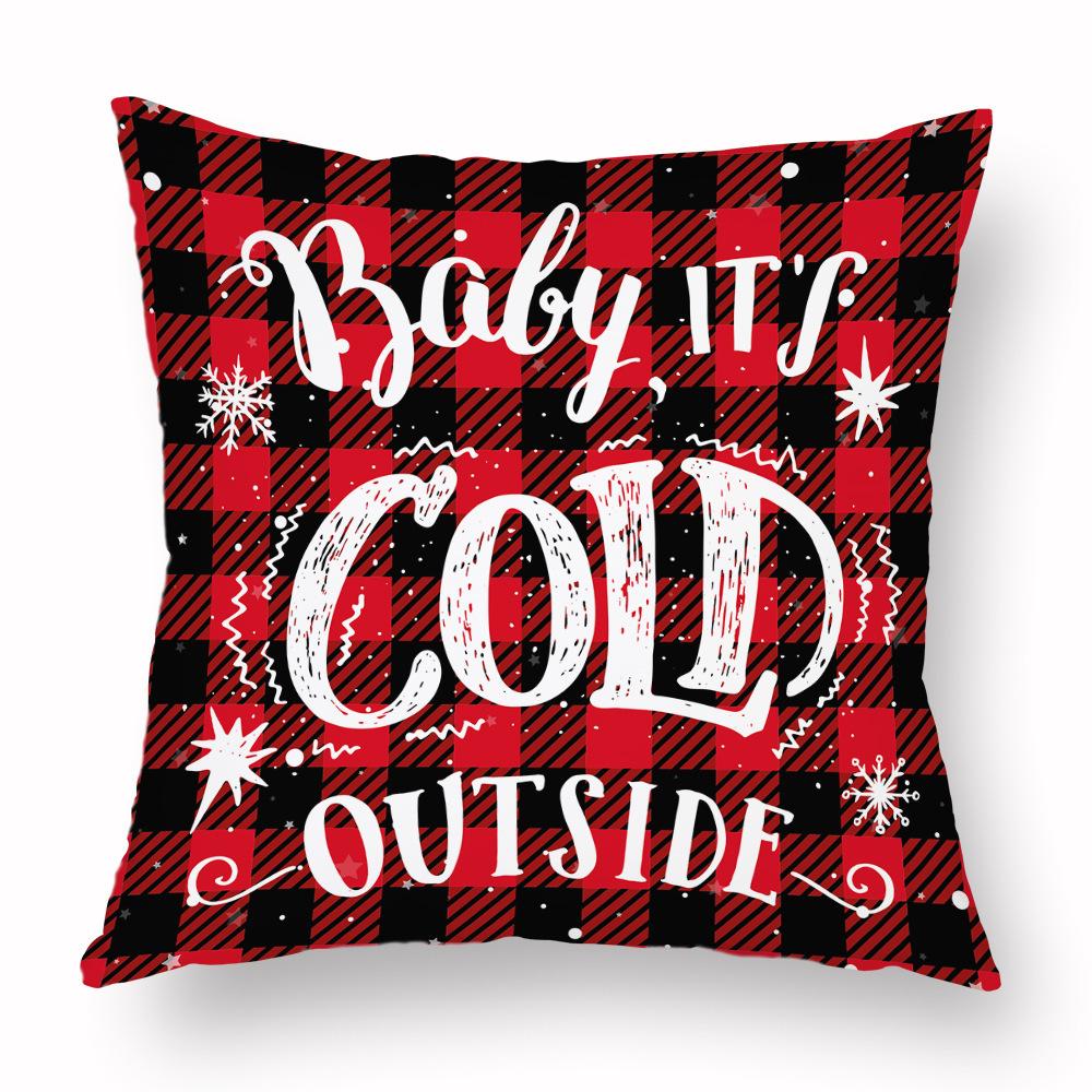 Christmas Hug Furniture Pillowcase Red Plaid Sofa Waist Support Pillow Home Home Decor Linen