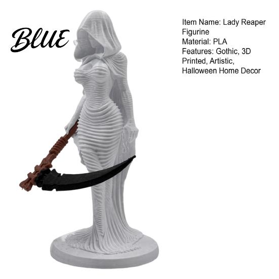 Stable Display Sculpture Lady Reaper Hooded Figure Sculpture Gothic Grim Statue with Sickle Figurine 3D Printed Robe Women for Office Home Bookshelf
