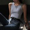 Tank Top Ribbed Halter Crop Tops Women Summer Camis Backless Camisole Casual Tube Fashion Female Sleeveless