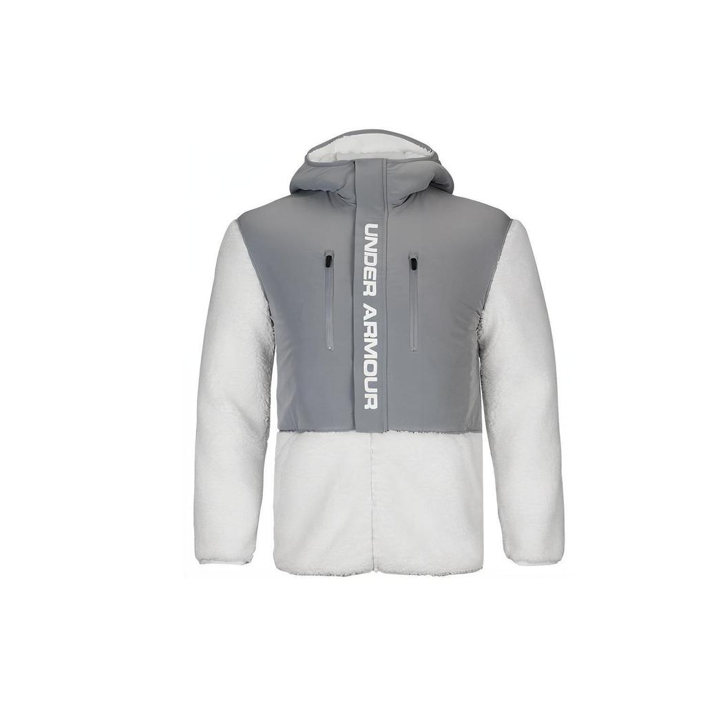 UA Swacket Sherpa Spleiset Lammeull Hettejakke Herrejakke Grå Hvit 1345051-100