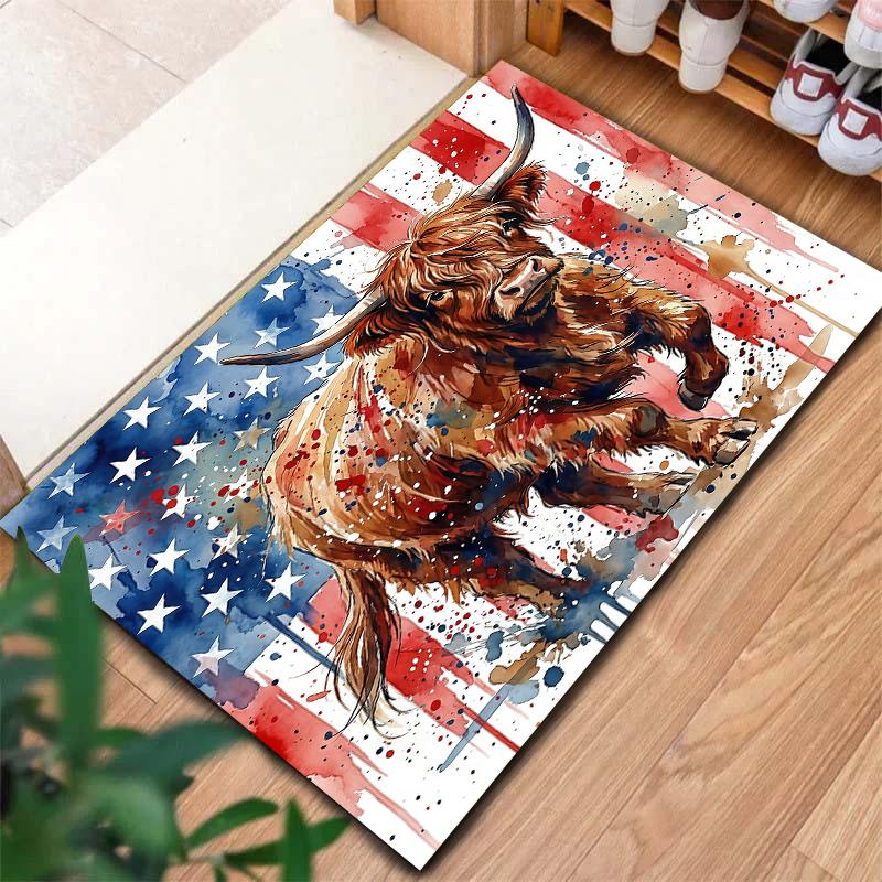 American Flag Animals Pattern Square Carpet,Area Rug,Carpet Rug for Living Room Bedroom Sofa Playroom Decor,Non-slip Floor Mat,Holiday Birthday Gifts