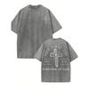 Pánské křesťanské tričko - Hledejte především Boží království & Biblický verš z Matouše, Retro Streetwear Ležérní tričko s kulatým výstřihem a designem kříže
