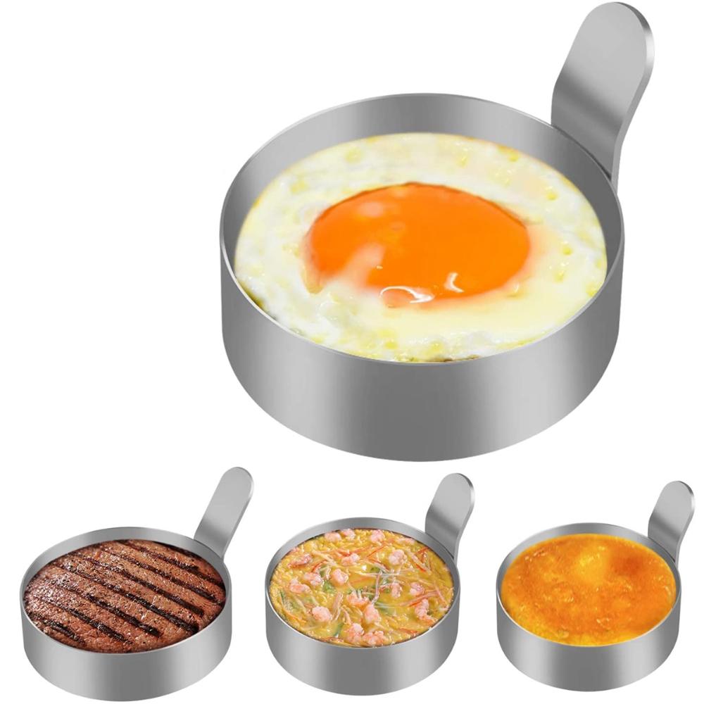 2PCS Kitchen Baking With Handle Round Egg Frying Mold Omelette Mould Egg Ring Pancake Shaper