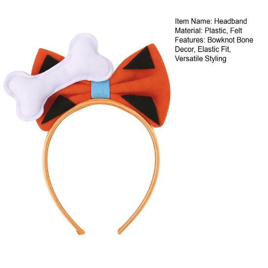 Headband Bow Bone Decoration Lightweight Elastic Stable Fit Headband Halloween Daily Wear Hair