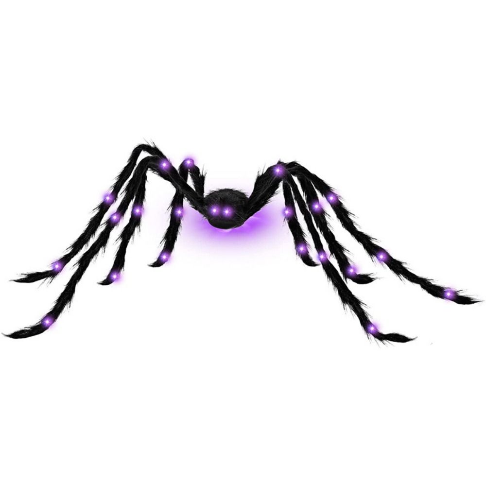 With LED Light Halloween Simulation Spider Plush Simulation Spider  Haunted House Decoration