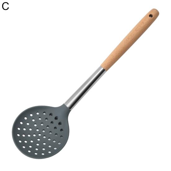 Cooking Spatula with Hole Heat-resistant Beech Non-stick Colander Spoon Spatula Kitchen Utensils