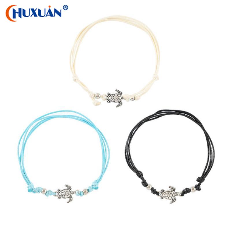 [Q]Women's Double Bohemian Heart Anklet Love Personality Simple Layered Summer Beach Foot Ankle Bracelet Leg Chain
