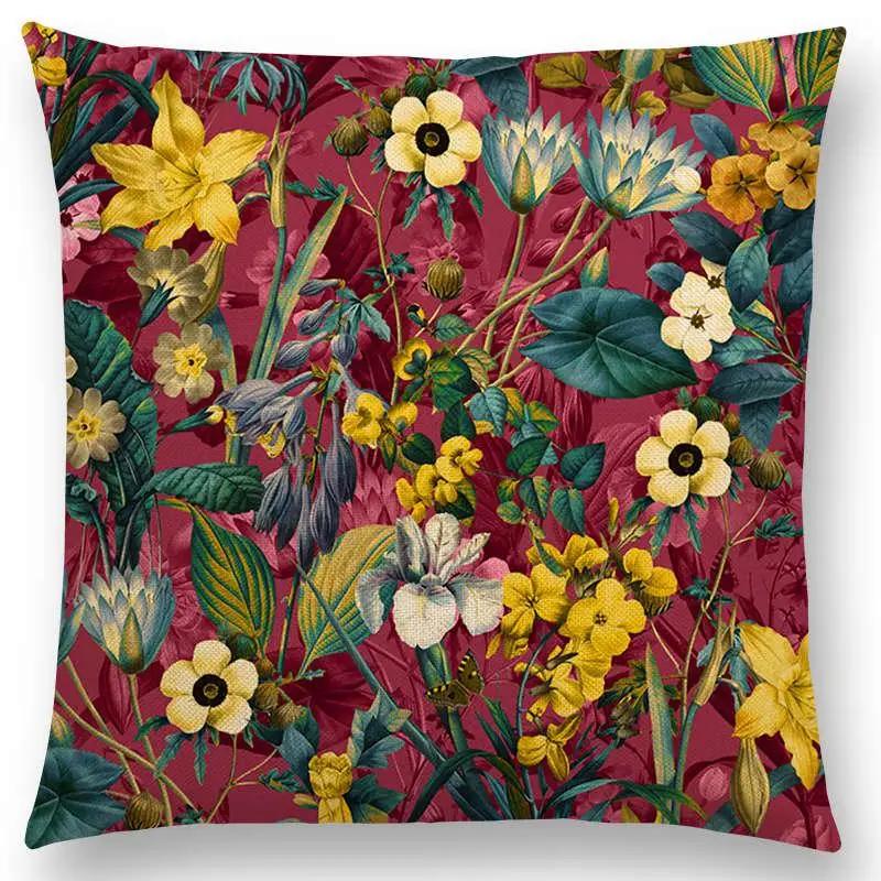 Latest Exotic Garden Summer Natural Flowers Leaf Botanical Tropical Jungle Cushion Cover Car Home Decor Sofa Throw Pillow Case