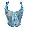 French Jacquard Palace Style Front Opening Strappy Boned Corset Shapewear Bustier