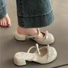 Small Floral Baotou Slippers for Summer Wear  New Round Toe Shallow Mouth Bow with Skirt Block Heel High Heel Sandals