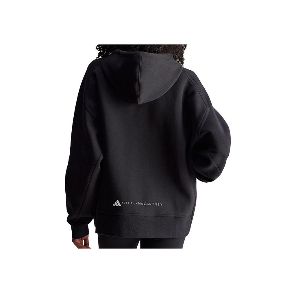adidas Stella McCartney Chaqueta de Manga Larga con Capucha y Cremallera Completa, Color Sólido, Holgada, Cómoda, para Mujer, Chaqueta Negra JF6337