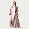New Arrival Middle East Dubai Turkey Pleated Cardigan Robe Dress Lace up Pleated Dress