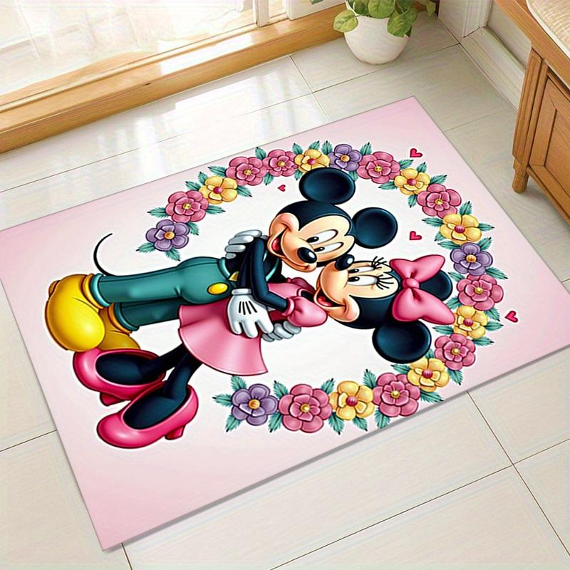 

1pc. Mickey Mouse & Minnie Mouse Floral Wreath Rug - Home Decor, Office Carpet, Chair Cover, Outdoor Mat, Gift Ideaz041182 60cm by 90cm