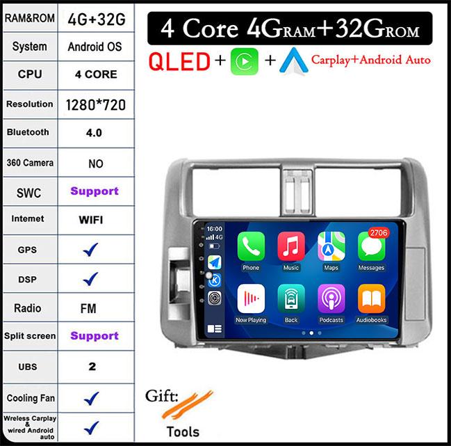 Android 14 DSP For Toyota Land Cruiser Prado 150 2009-2013 Car Radio Auto Multimedia Video Player GPS Navigation Carplay BT
