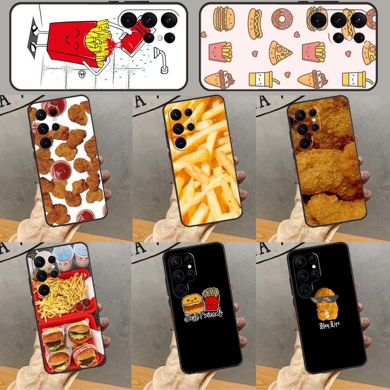 French Fries Burger Pizza Phone Case For Samsung Galaxy S25 Ultra S24 S23 S22 S21 Ultra S9 S10 Plus S20 FE Funda Cover