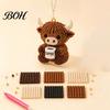 Stress Relief Craft DIY Highland Cow Beading Kit, Cute 3D Bead Pendant Handmade Ornaments with Colorful Beads And Instructions, Beadwork Kit
