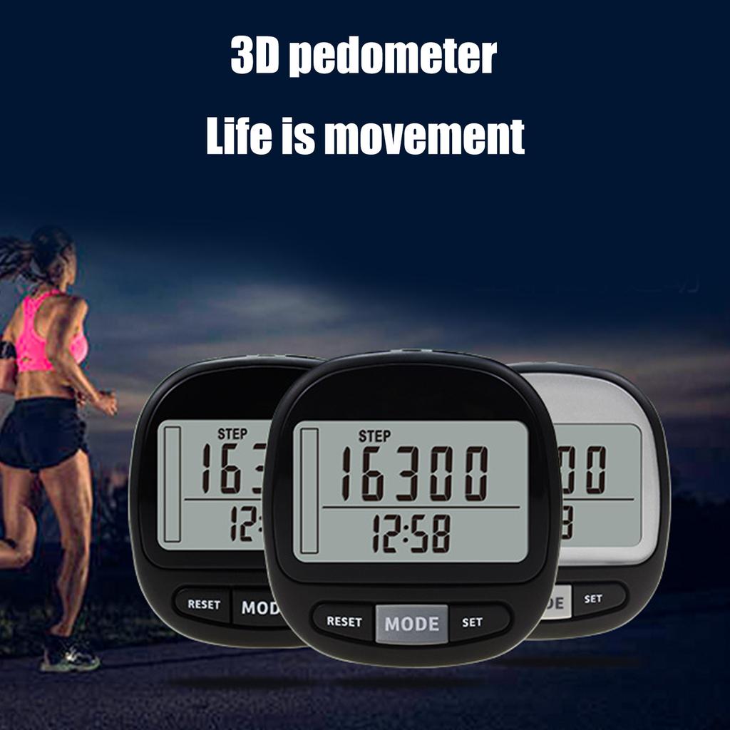3D Pedometer Accurate Step Counter with Clip Large Display Accurate Pedometers for Steps Mile Step Tracker for Walking