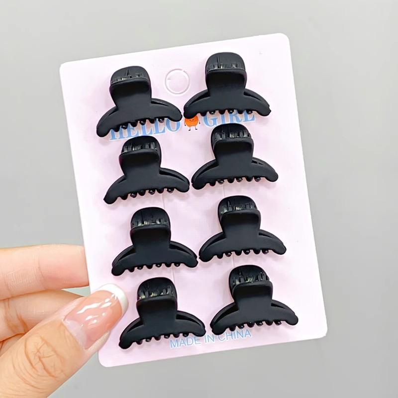 8pcs/set Black Colorful Geometric Plastic Small Hair Claws For Sweet Girls Mini Hair Clips Hairpin Kids Lovely Hair Accessories