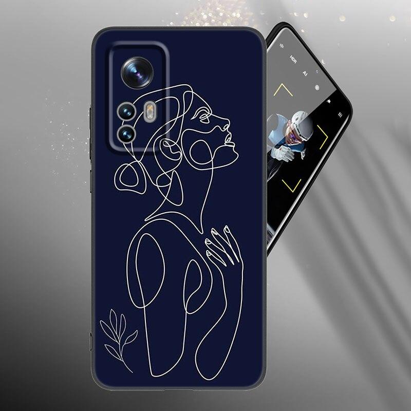 Abstract Art Line Phone Case For Xiaomi Mi 10T 11i 11T Note 10 11 Lite NE F1 POCO F3 M3 X3 GT NFC M4 X4 Pro 5G Soft Black Cover