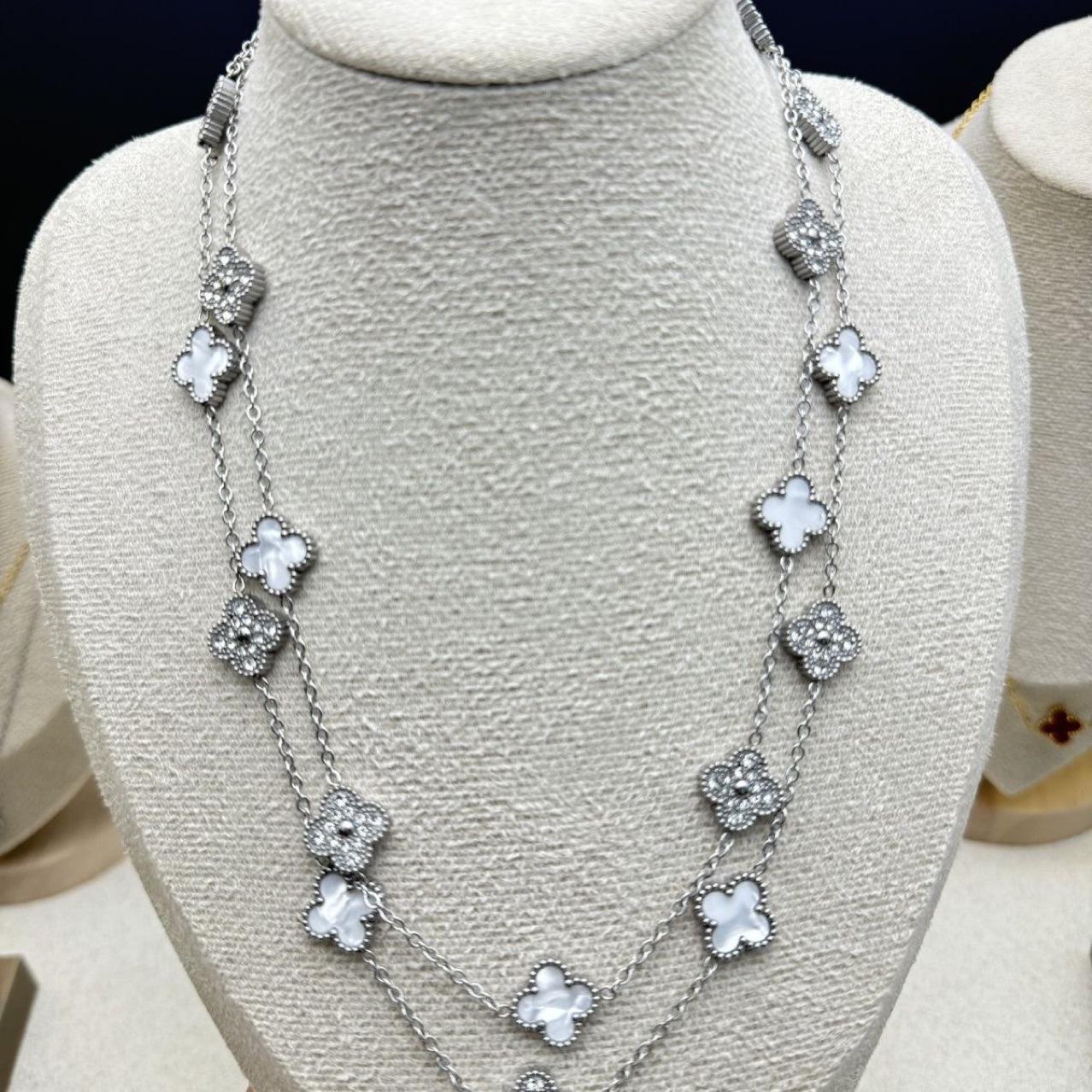 

13 мм титановая сталь 90 см 20 цветов четырехлистный клевер ожерелье высококачественный женский свитер цепь 18K